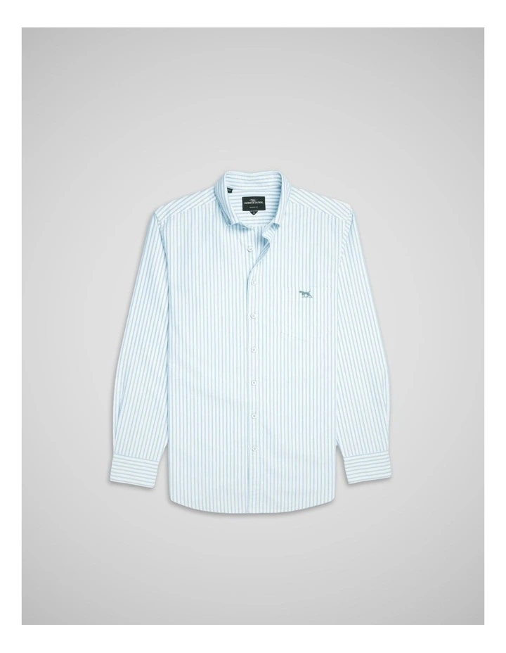 Oxford Hillcrest Stripe Long Sleeve Shirts in Lagoon image 4
