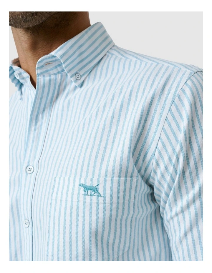 Oxford Hillcrest Stripe Long Sleeve Shirts in Lagoon image 6