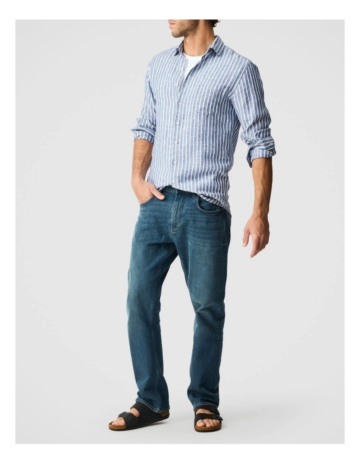 Willsher Bay Long Sleeve Sports Fit Shirt in Stone Blue image 2