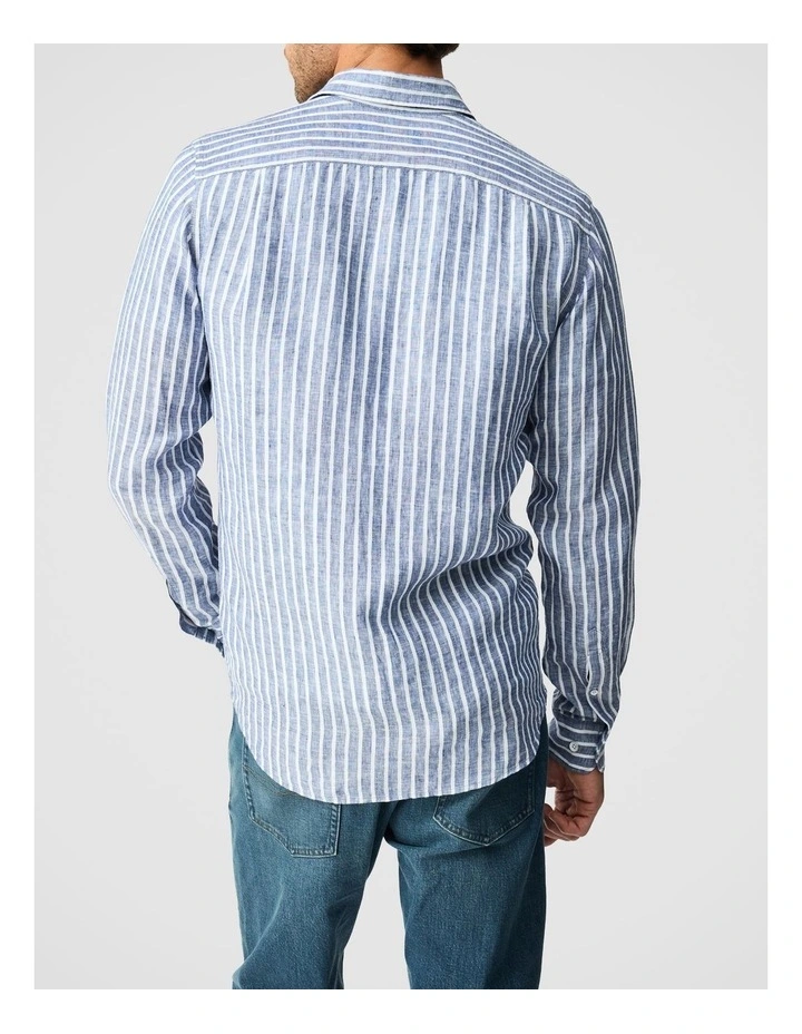 Willsher Bay Long Sleeve Sports Fit Shirt in Stone Blue image 3