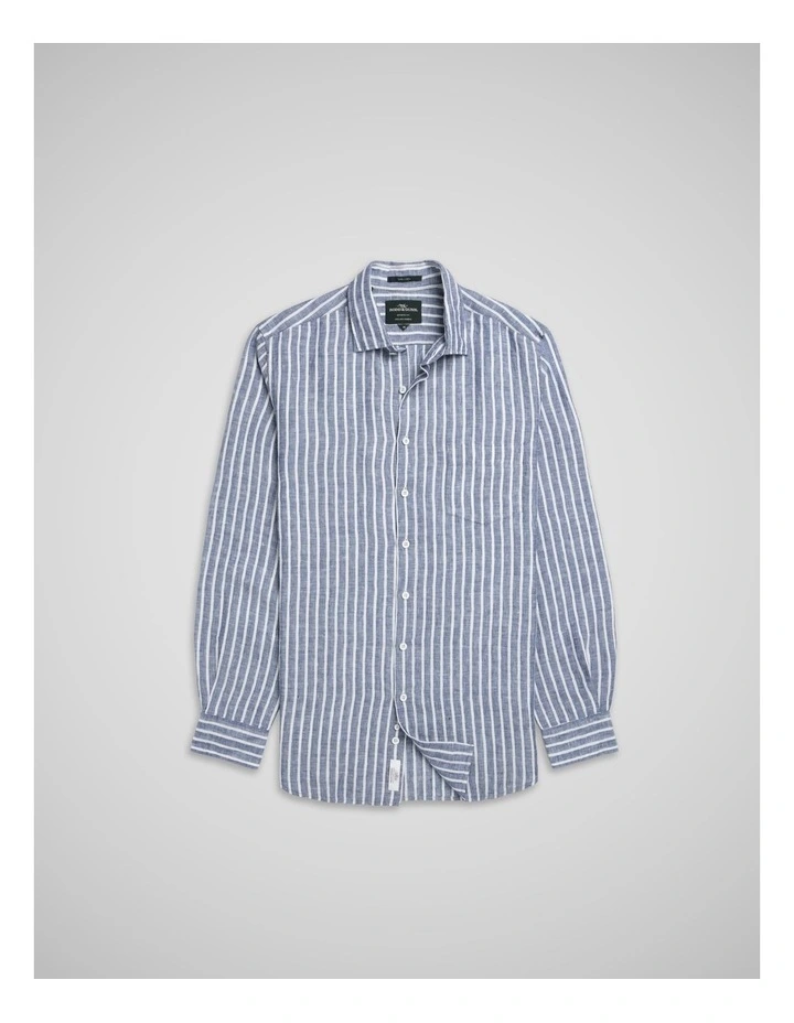 Willsher Bay Long Sleeve Sports Fit Shirt in Stone Blue image 4