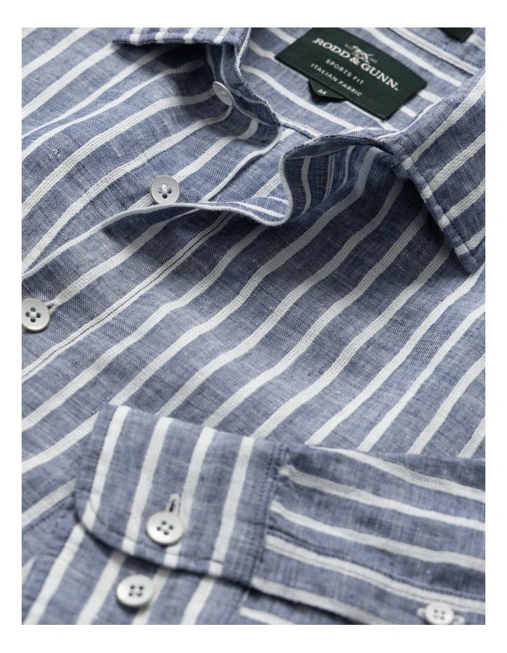 Willsher Bay Long Sleeve Sports Fit Shirt in Stone Blue image 5