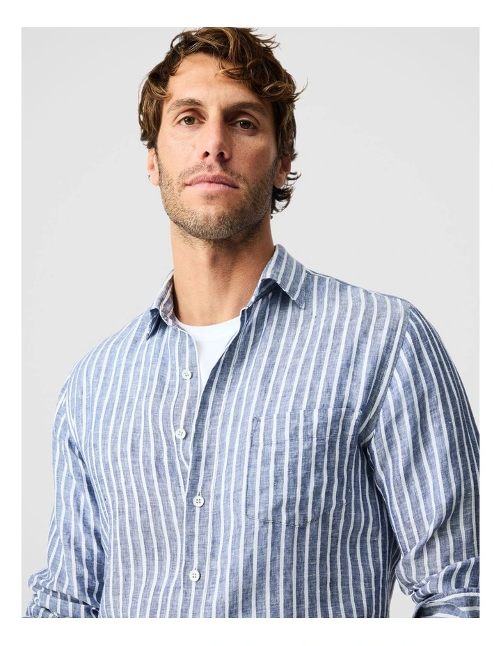 Willsher Bay Long Sleeve Sports Fit Shirt in Stone Blue image 6
