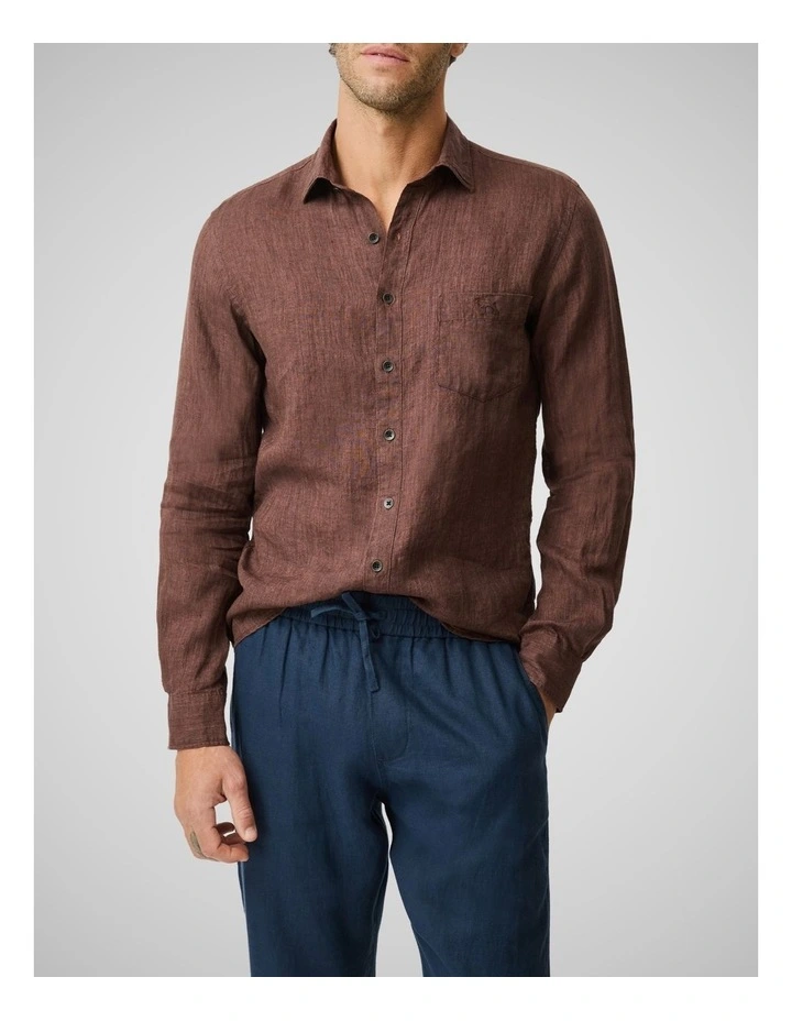 Coromandel 2 Long Sleeve Sports Fit Shirt in Dark Cocoa image 1