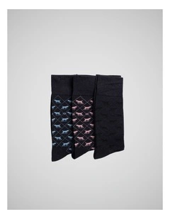 Argyle Street 3 Pack Socks in Blue Multi