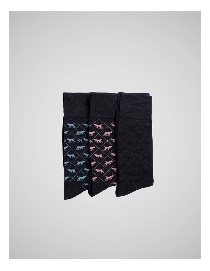 Argyle Street 3 Pack Socks in Blue Multi image 1