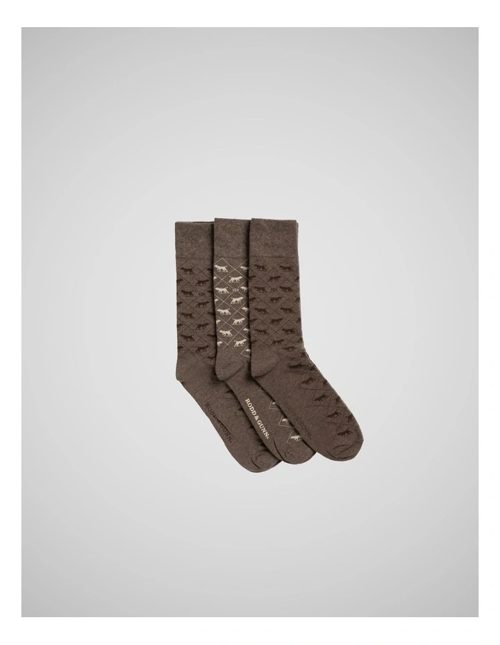 Argyle Street 3 Pack Socks in Earth Multi image 3