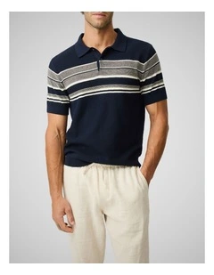 Medbury Knitted Polo in Midnight