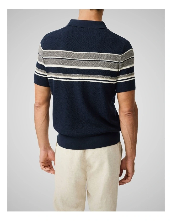Medbury Knitted Polo in Midnight image 3