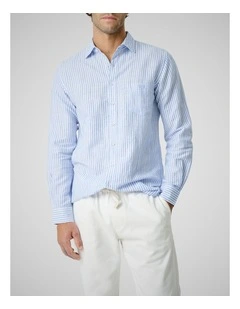 Twin Falls Long Sleeve Sports Fit Shirt in Riverstone