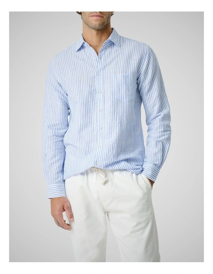 Twin Falls Long Sleeve Sports Fit Shirt in Riverstone image 1