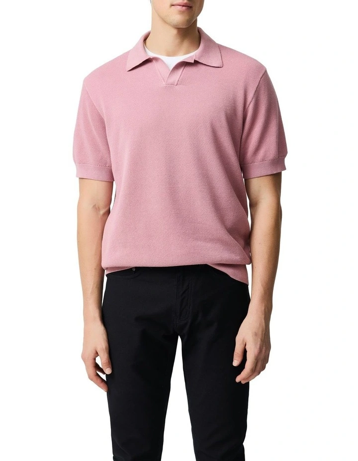 Avalon Knitted Polo in Wild Rose image 1