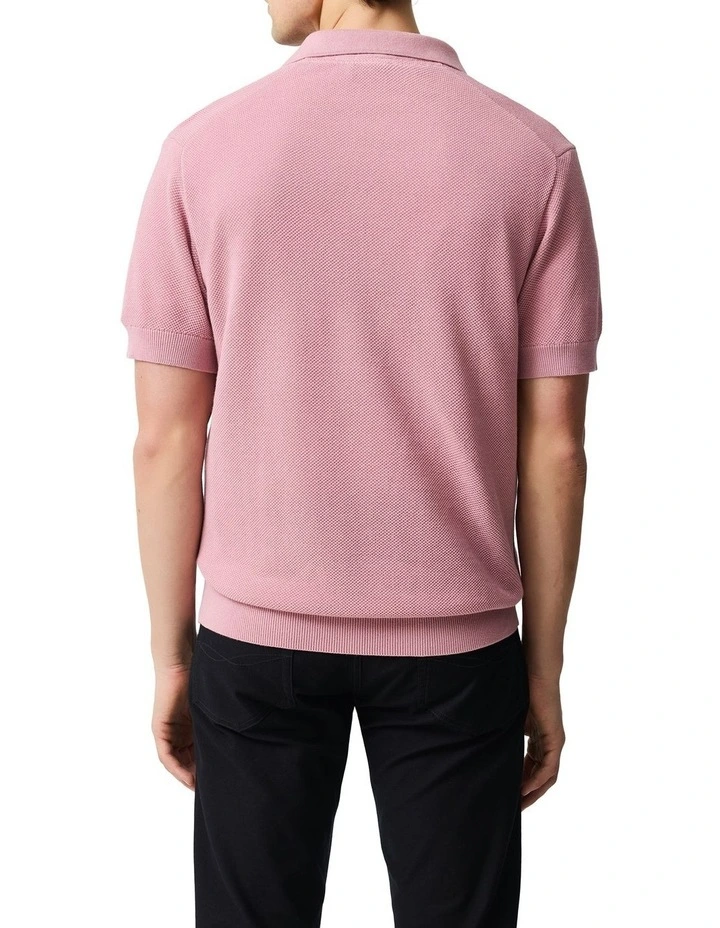 Avalon Knitted Polo in Wild Rose image 3