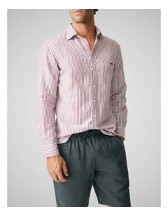 Twin Falls Long Sleeve Sports Fit Shirt in Oxblood