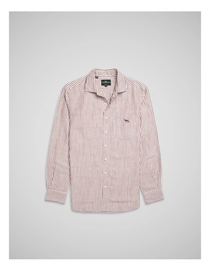 Twin Falls Long Sleeve Sports Fit Shirt in Oxblood image 3