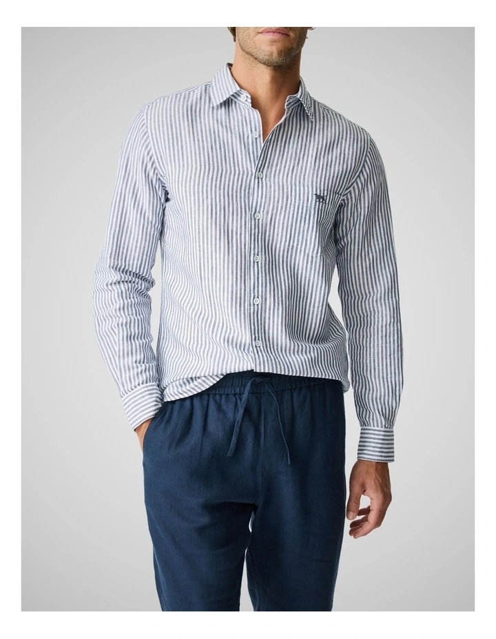 Twin Falls Long Sleeve Sports Fit Shirt in Deep Sea image 1