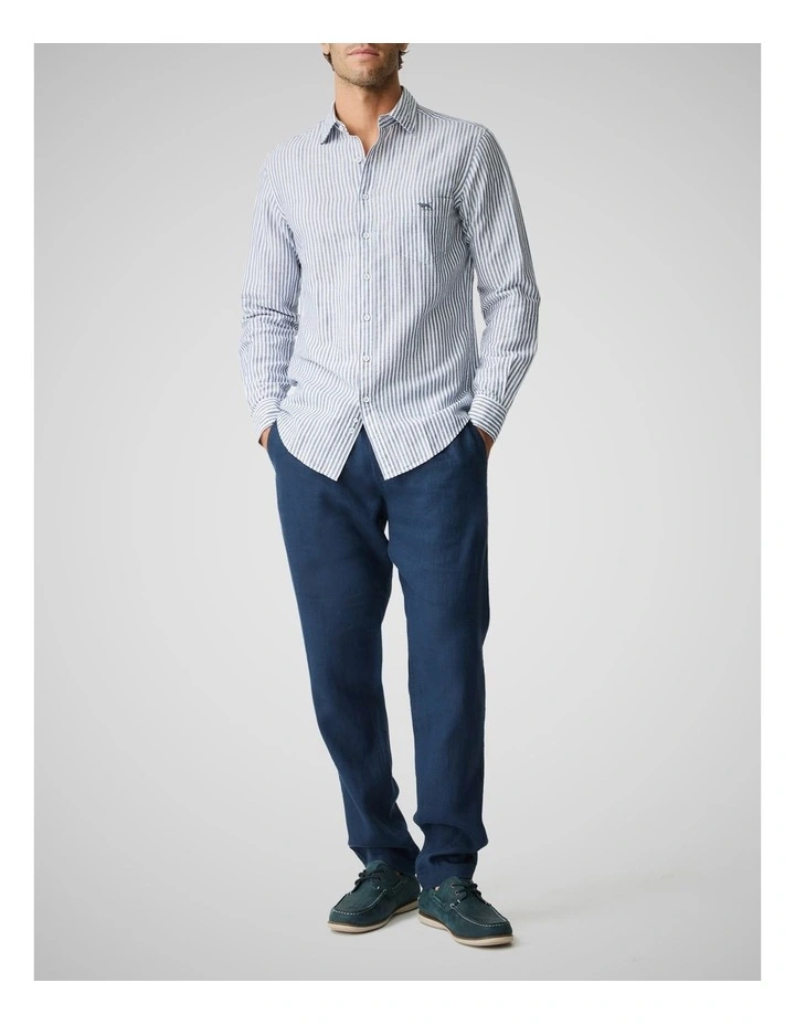 Twin Falls Long Sleeve Sports Fit Shirt in Deep Sea image 2