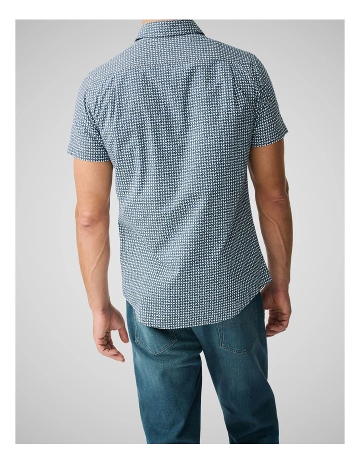 Twin Falls Long Sleeve Sports Fit Shirt in Deep Sea image 3