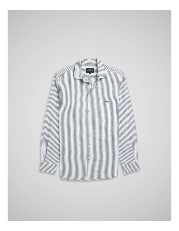 Twin Falls Long Sleeve Sports Fit Shirt in Deep Sea image 4