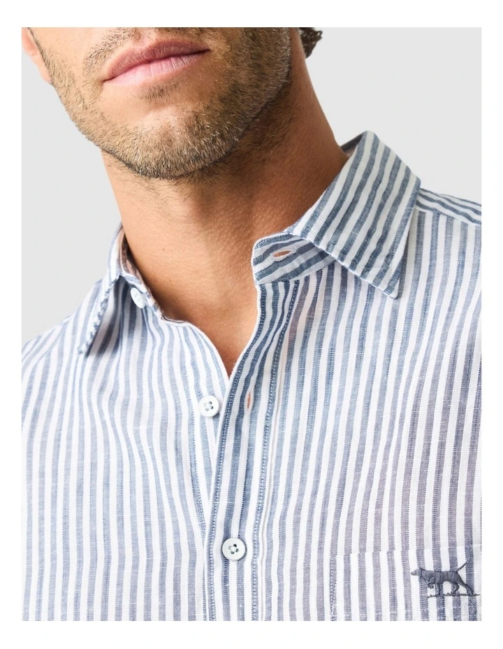 Twin Falls Long Sleeve Sports Fit Shirt in Deep Sea image 6