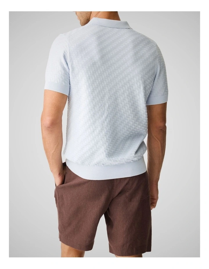 Wilden Knitted Polo in Pale Blue image 3