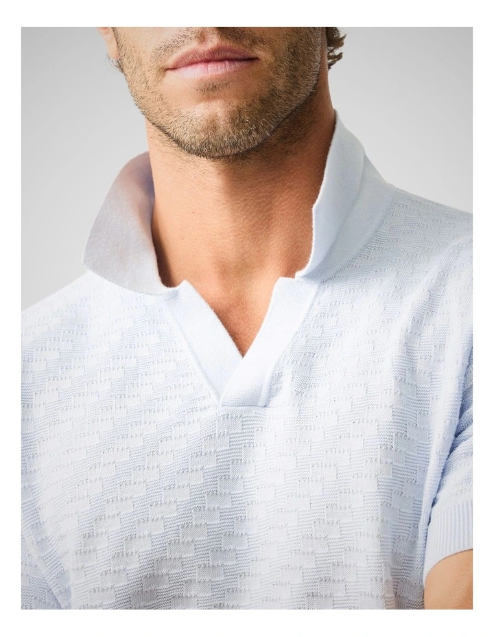 Wilden Knitted Polo in Pale Blue image 6