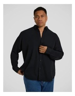Bobby Relaxed Viscose Shirt in Black
