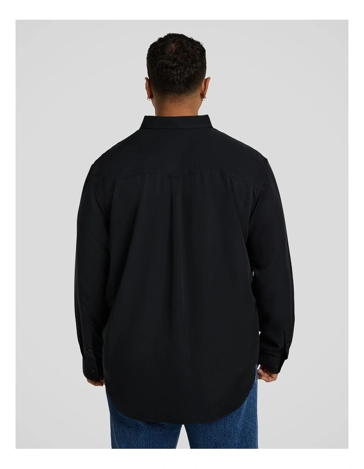 Bobby Relaxed Viscose Shirt in Black image 2