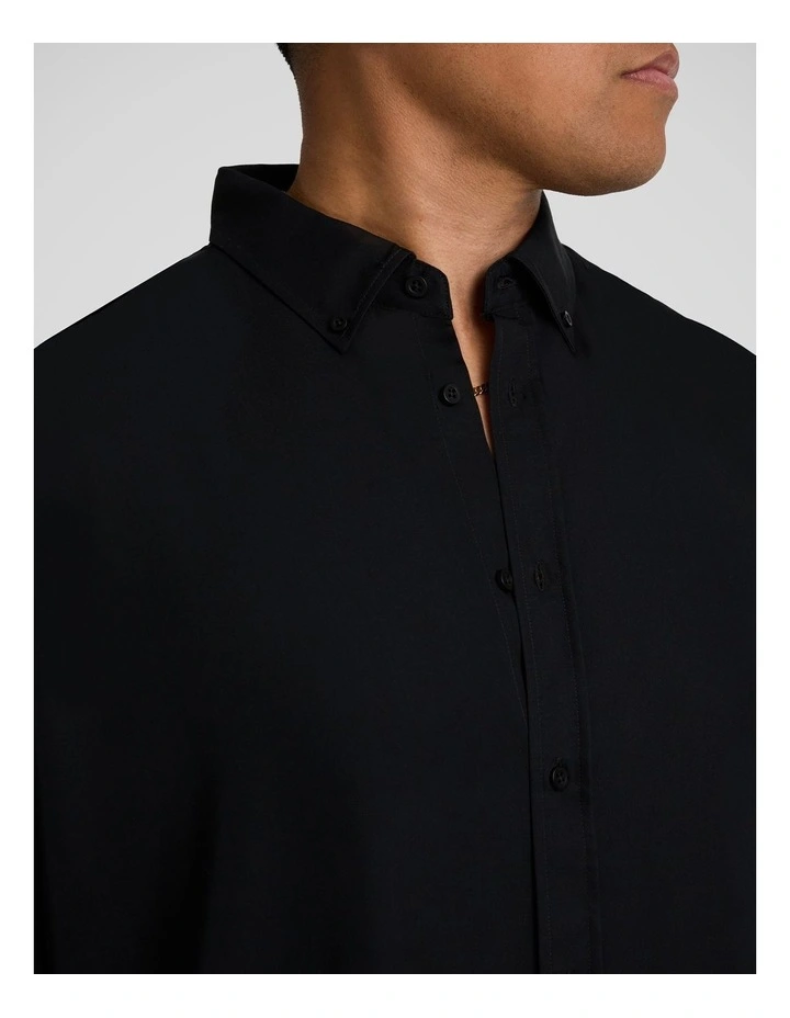 Bobby Relaxed Viscose Shirt in Black image 3