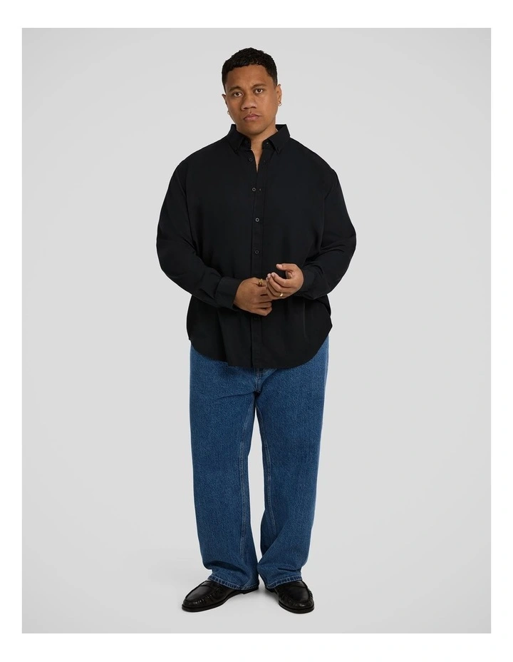 Bobby Relaxed Viscose Shirt in Black image 4