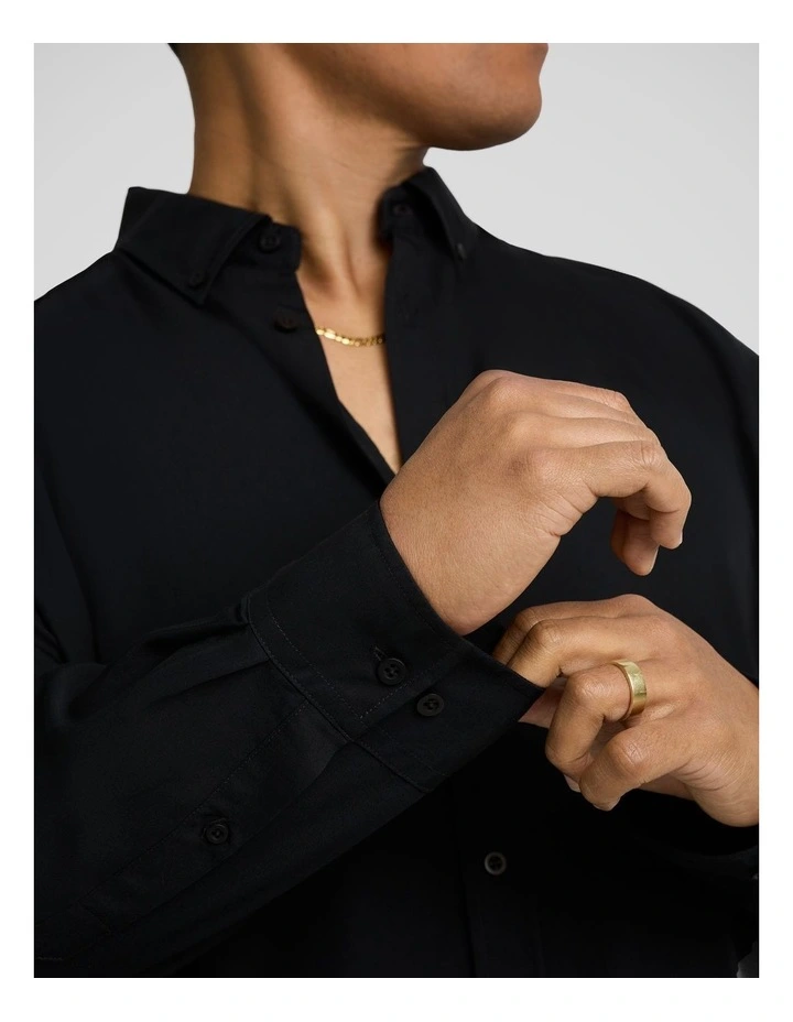 Bobby Relaxed Viscose Shirt in Black image 5