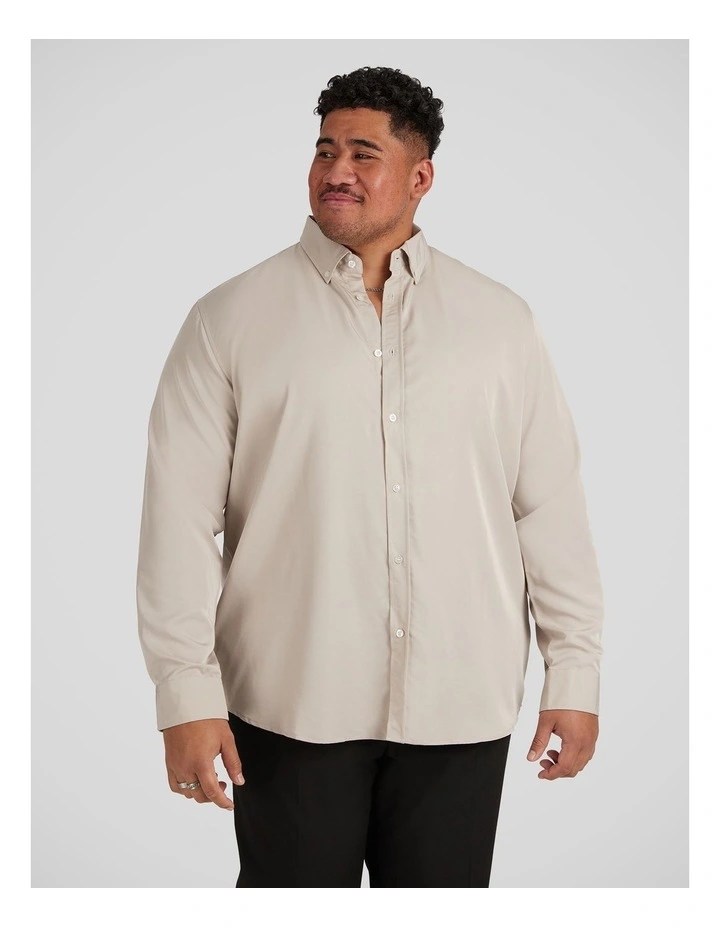 Bobby Relaxed Viscose Shirt in Stone image 1