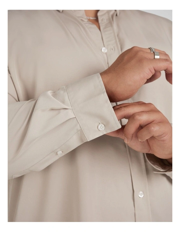 Bobby Relaxed Viscose Shirt in Stone image 5