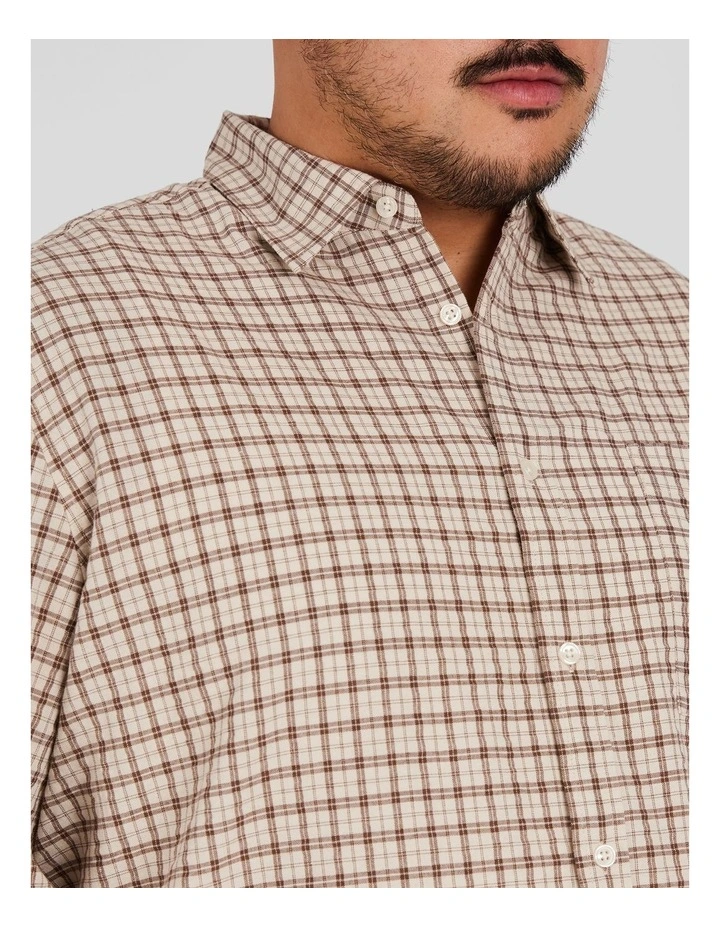 Kurt Check Relaxed Shirt in Brown image 3