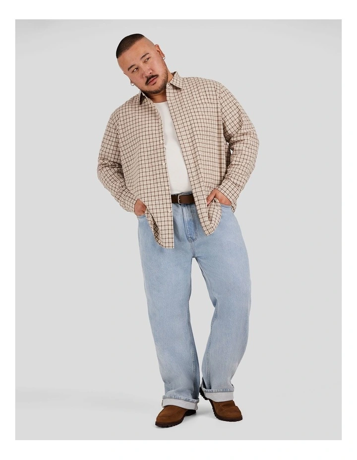 Kurt Check Relaxed Shirt in Brown image 4