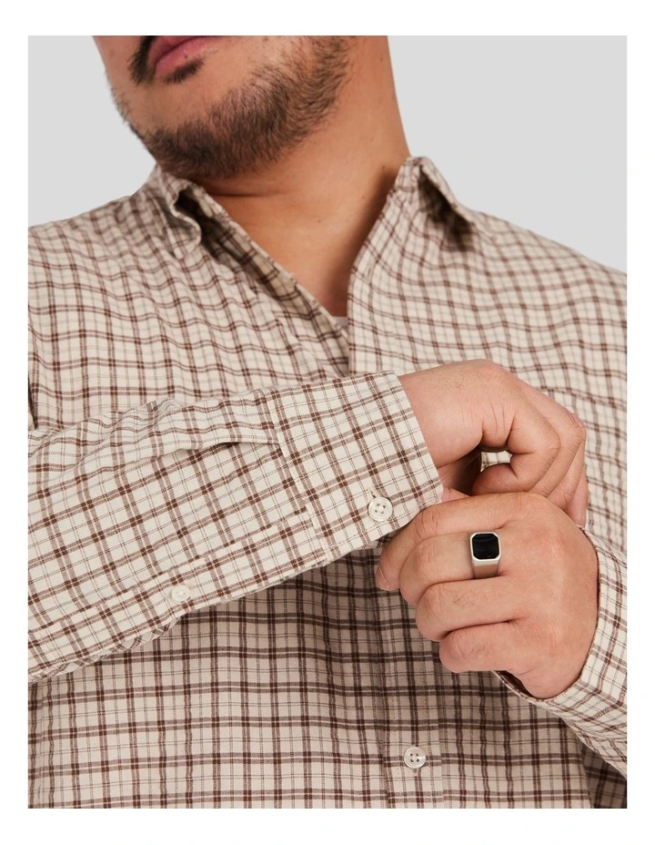 Kurt Check Relaxed Shirt in Brown image 5