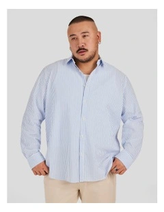 Seersucker Relax Fit Shirt in Blue
