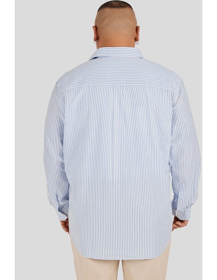 Seersucker Relax Fit Shirt in Blue image 2