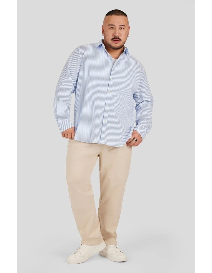 Seersucker Relax Fit Shirt in Blue image 4