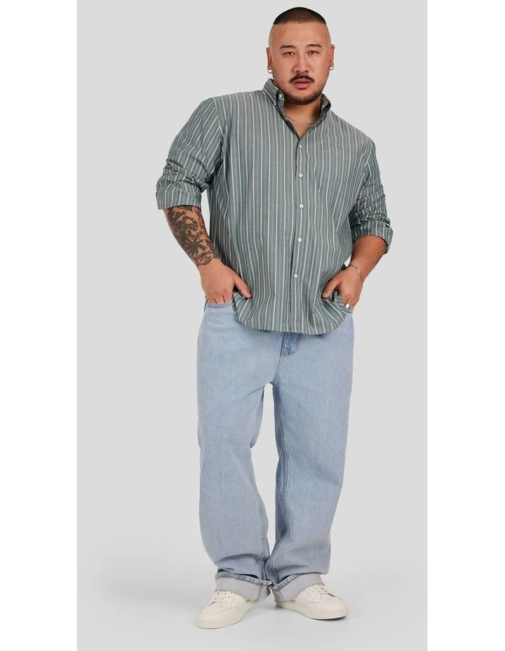 Joey Stripe Relaxed Shirt in Green image 4