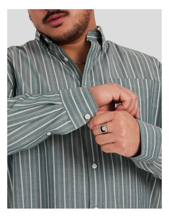 Joey Stripe Relaxed Shirt in Green image 5