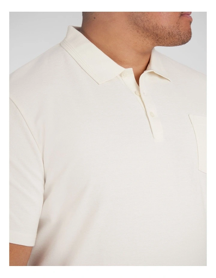 Oliver Textured Polo Shirt in Ivory image 3