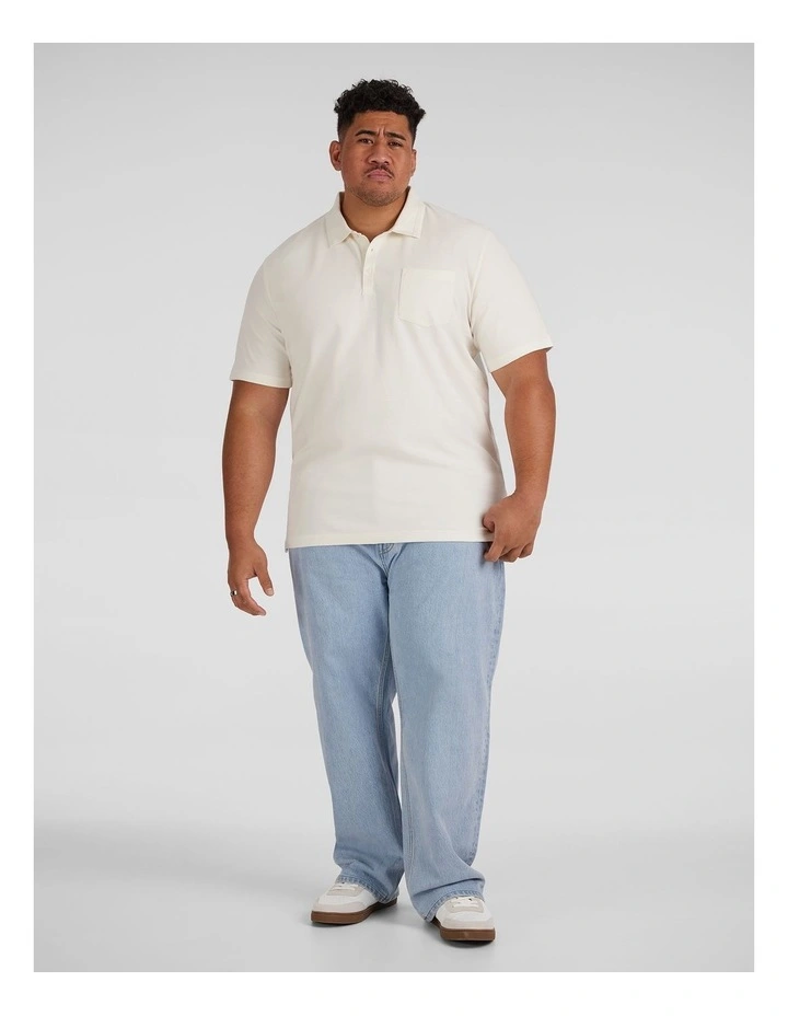 Oliver Textured Polo Shirt in Ivory image 4