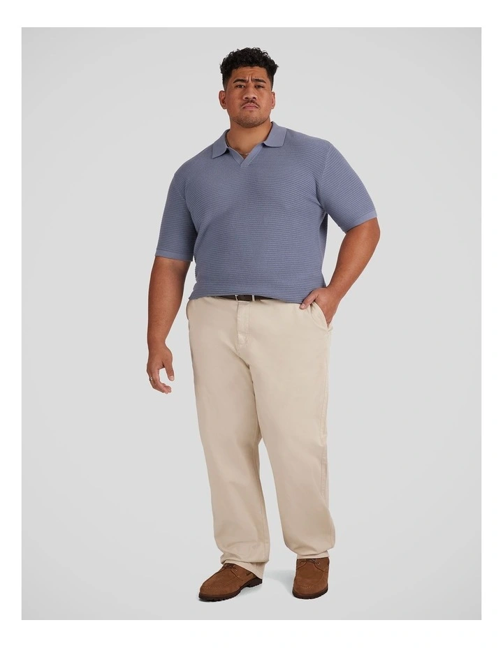 Seville Textured Knit Polo Shirt in Blue image 4