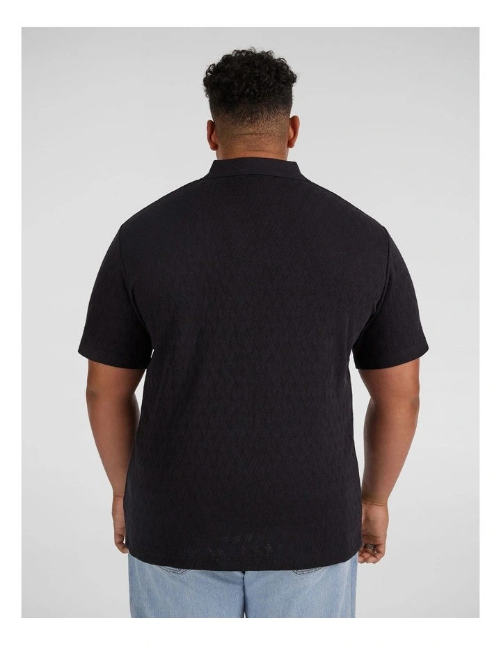Ryan Textured Polo Shirt in Black image 2