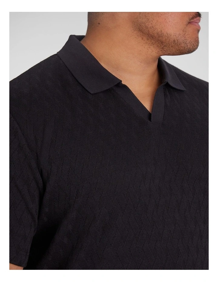 Ryan Textured Polo Shirt in Black image 3