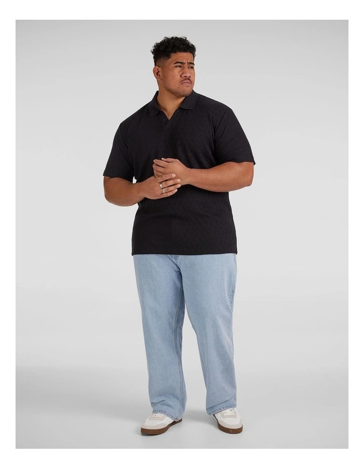 Ryan Textured Polo Shirt in Black image 4