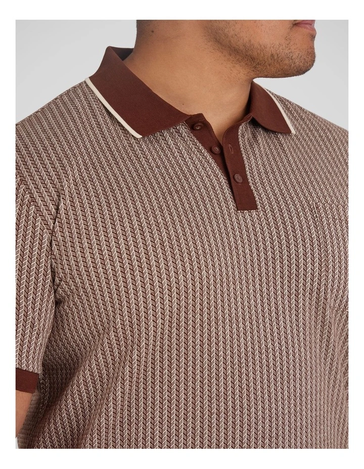 Bradley Jacquard Polo in Chestnut image 3