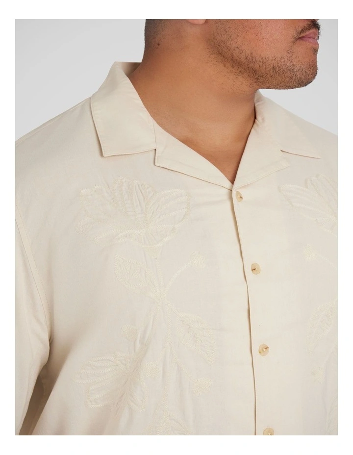 Embroided Boxy Fit Shirt in Ecru image 3