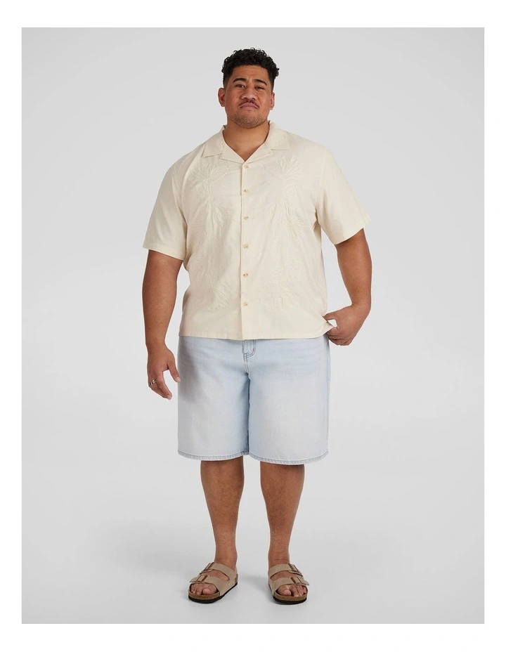 Embroided Boxy Fit Shirt in Ecru image 4